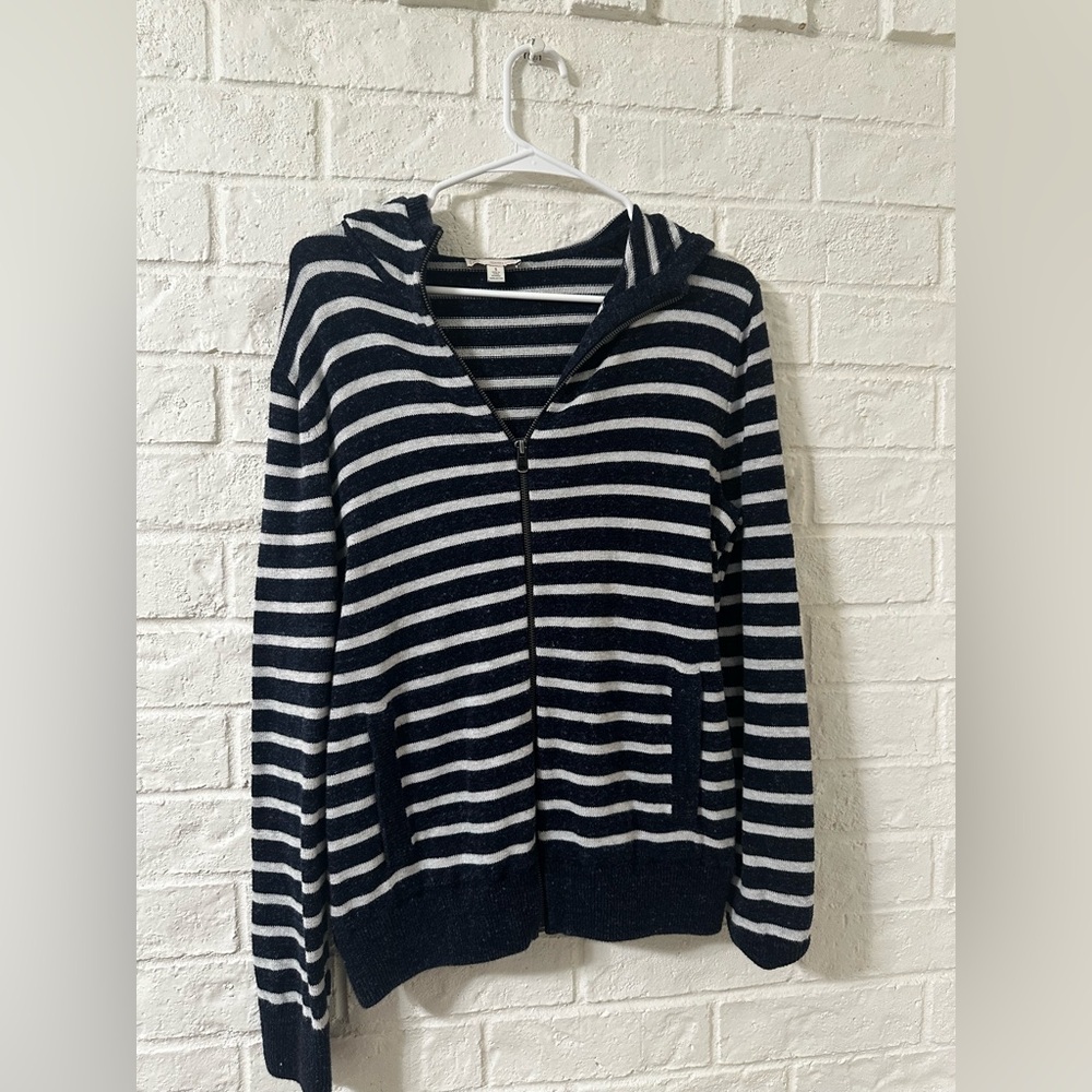 GAP Navy and White Striped Zip Up 100% cotton